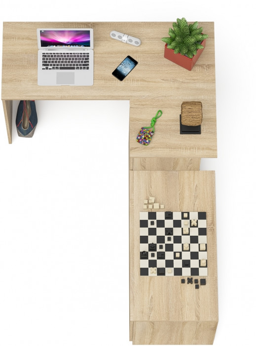 Мори компьютерный стол МС-16 правый + Тумба МА900.1, дуб сонома