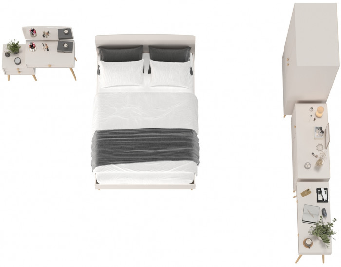 Афина Спальня 09-1400, цвет кашемир серый, сп.м. 1400х2000 мм., б/м, основание есть - фанера