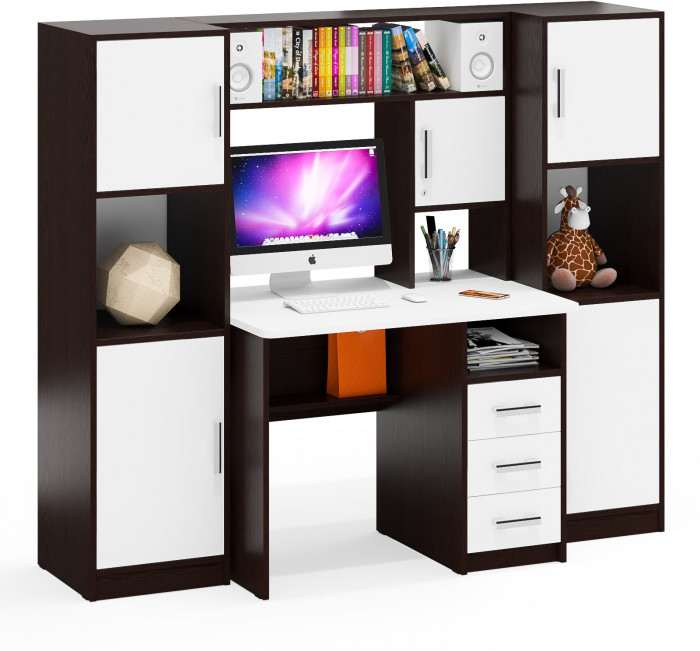 С-МД-СК9 Компоновка № 02, цвет венге/белый шагрень, ШхГхВ 188х70х160 см., НЕ универсальная сборка