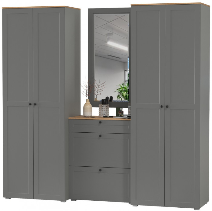 Остин Прихожая 28, серый графит/дуб крафт золотой