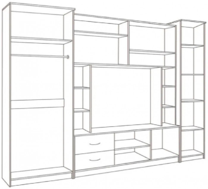 Гостиная Флора (без зеркала) (Дуб Крафт белый)