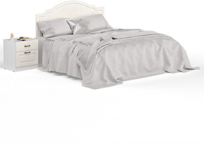 Ливерпуль Кровать 11.08 + основание + ножки + Тумба 08.146, ясень ваниль/белый