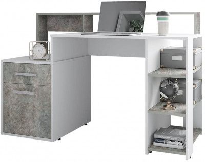 Стол компьютерный "Лайф" бетон/белый