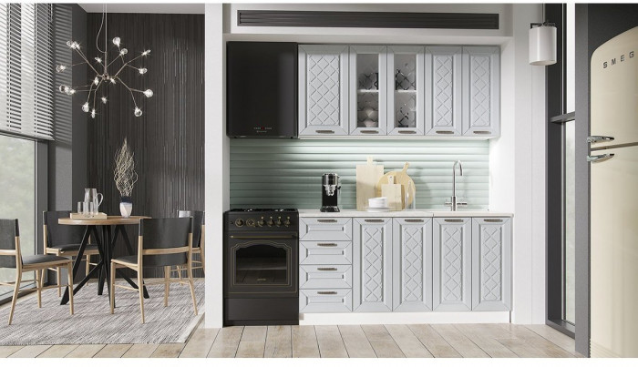 Кухня МДФ Агава 1600, Акация белая/Мята