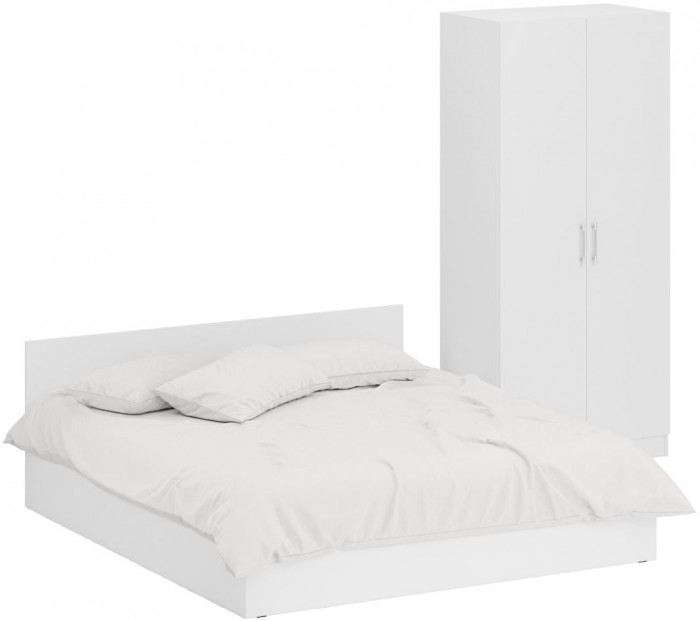 Кровать 1800 + Шкаф 2-х створчатый Стандарт, белый