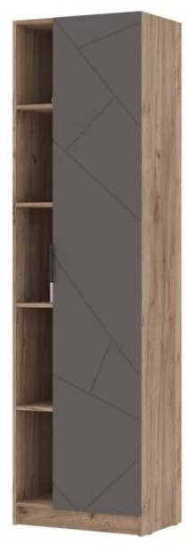 ОРЕГОН ПН 01 Пенал комбинированный (600х2100х400) Фасад МДФ АСФАЛЬТ СУПЕРМАТ,ДУБ КРАФТ ТАБАЧНЫЙ/Корпус ДУБ КРАФТ ТАБАЧНЫЙ