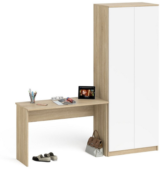 Мори письменный стол МСП1200.1 + Шкаф МШ800.1, дуб сонома/белый