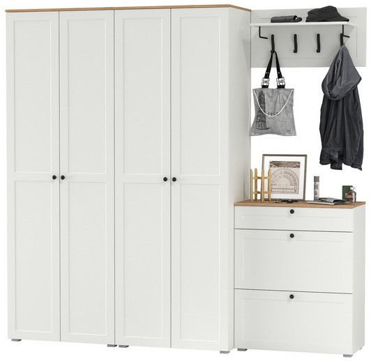 Остин Прихожая 29, белый шагрень/дуб крафт золотой