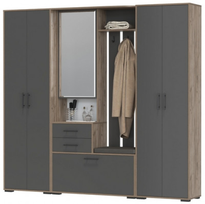 Прихожая Домино 4, дуб крафт табачный/графит