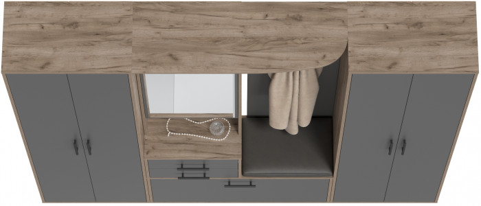 Прихожая Домино 4, дуб крафт табачный/графит