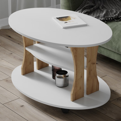 Стол Журнальный Консул-1 (900*560*600) белый/дуб крафт золотой