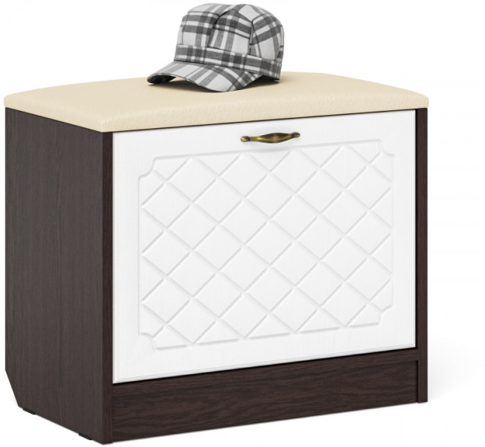 Прихожая П-6 Компоновка № 09, цвет венге/фасады МДФ белое дерево фрезеровка ромб, ШхГхВ 180х50х210 см., универсальная сборка