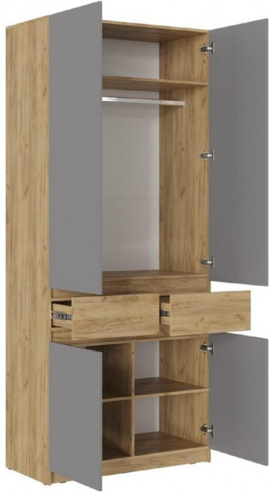 Модульная прихожая Роджинамиф, композиция 2 (Белый глянец, Дуб Крафт Золотой)