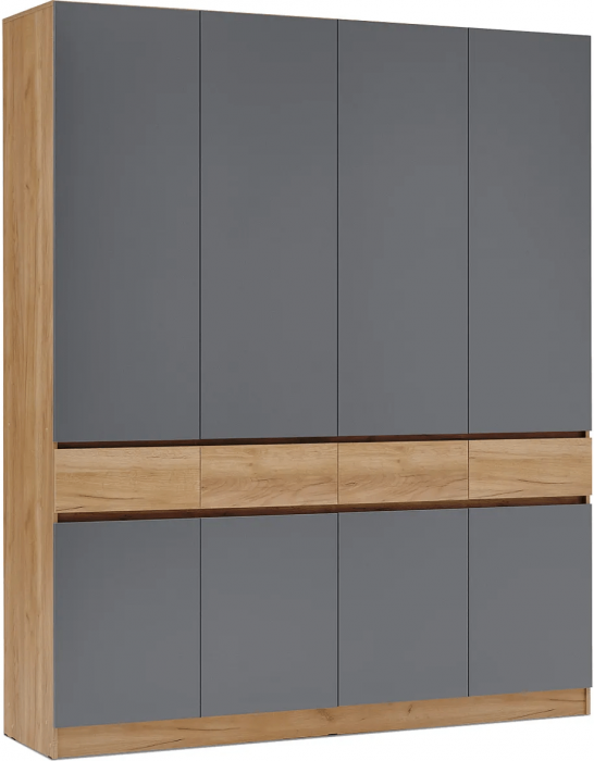 Прихожая Роджина Шкаф 4-х ств (Дуб крафт/Графит)