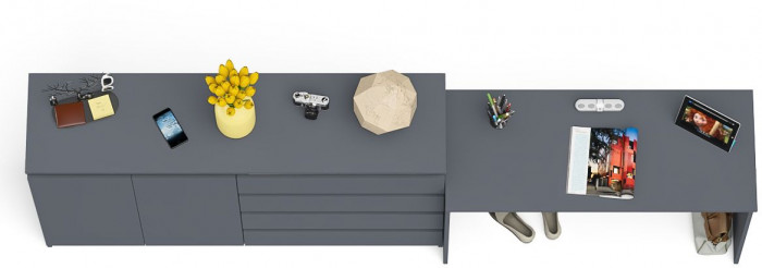 Мори письменный стол МСП1200.1 + Комод МК1600.1, графит