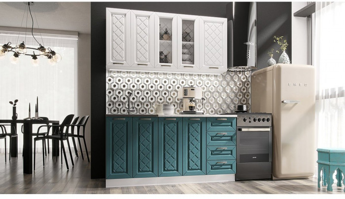 Кухня МДФ Агава 1600, Акация белая/Трюфель