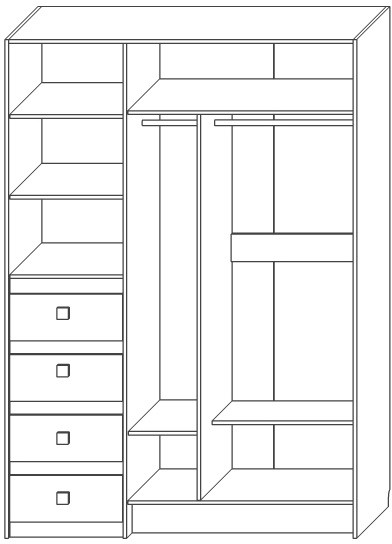 Шкаф для одежды с ящиками "Лондон" - Дуб кентерберри/Сосна натуральная