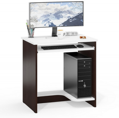 Стол компьютерный С-МД-СК11-1, цвет венге/белый шагрень, ШхГхВ 74,6х50х75 см., НЕ универсальная сборка