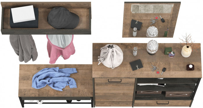 Трувор Прихожая 188, цвет дуб гранж песочный/интра, ШхГхВ 189х36,9х195 см., универсальная сборка