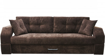 Диван-еврокнижка Манчестер, пружинный блок, 150х195, подсветка, велюр коричневый