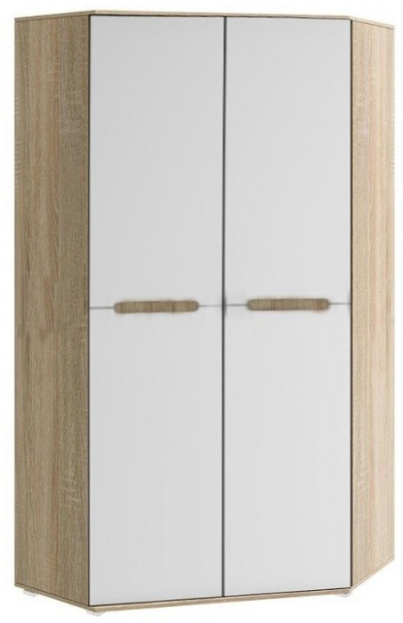 Ким Шкаф угловой универсальный (Дуб Сонома, Белый глянец)