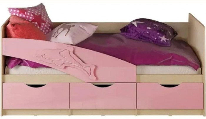 Детская кровать Дельфин 80х180 (Шарли бриз, Крафт белый)