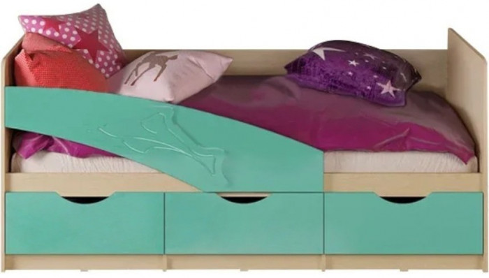 Детская кровать Дельфин 80х180 (Шарли бриз, Крафт белый)