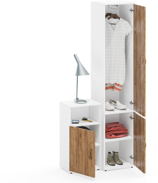 Лидер-8 Пенал МД 21Б + Тумба МД 3.19, белый шагрень/крафт золото