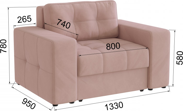 Кресло-кровать Верден, Пыльная роза