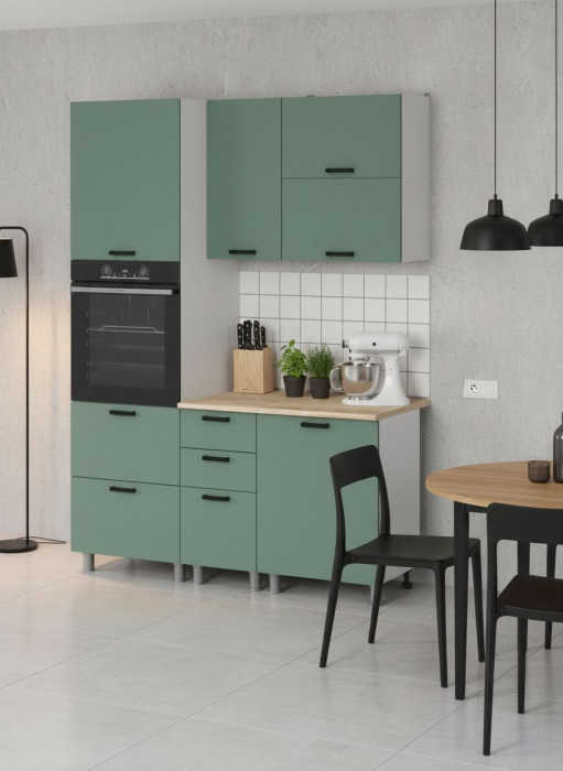 МК Аленушка 1,6м ПД 2 Орешник Матовая Мята,скоба черный,сонома