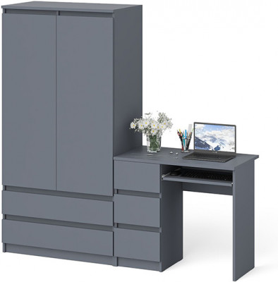 Мори компьютерный стол МС-6 левый + Шкаф МШ900.1, графит