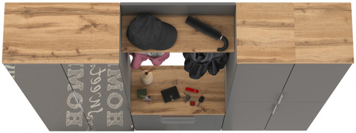 Октава Прихожая 29, серый графит/дуб крафт золотой/фасады МДФ серый графит