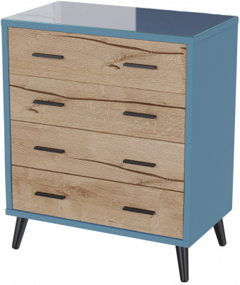 Комод интерьерный Ланс светло-голубой/мдф дуб канадский