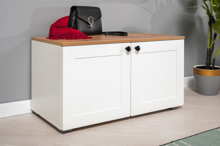 Остин Прихожая 06, цвет белый шагрень/дуб крафт золотой, ШхГхВ 160х54,3х229,6 см., универсальная сборка