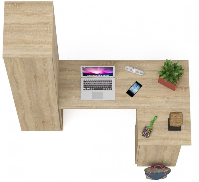 Мори Стол компьютерный МС-16 правый + Пенал МШ400.1, цвет дуб сонома, ШхГхВ 164,8х84,9х209,6 см., выдвижные ящики справа, НЕ универсальная сборка