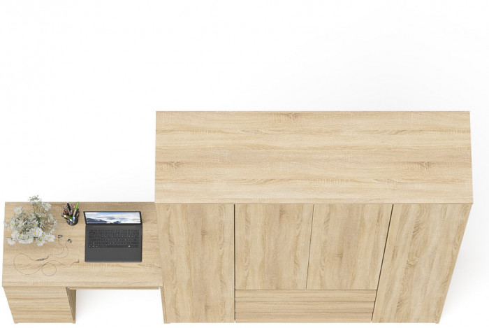 Мори Стол компьютерный МС-6 левый + Шкаф МШ1600.1, цвет дуб сонома, ШхГхВ 250,4х50,4х209,6 см., выдвижные ящики слева, НЕ универсальная сборка
