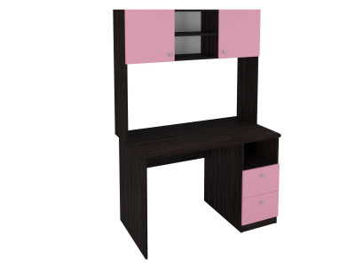 Стол письменный с надстройкой Венге/Розовый