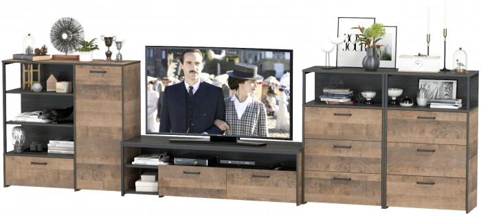 Трувор Гостиная 106, дуб гранж песочный/интра