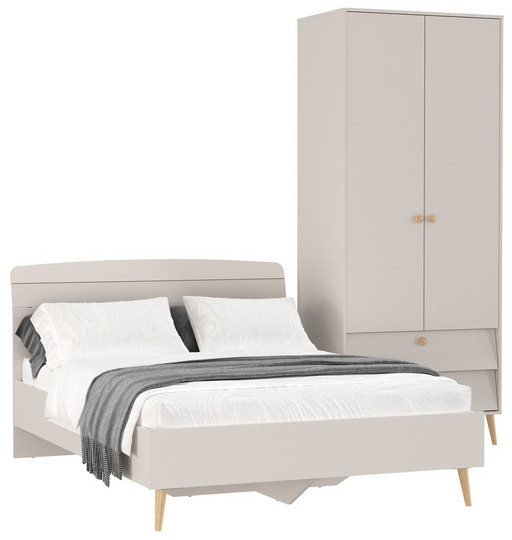 Афина Спальня Кровать 1400 + Шкаф 2-х дверный, кашемир серый