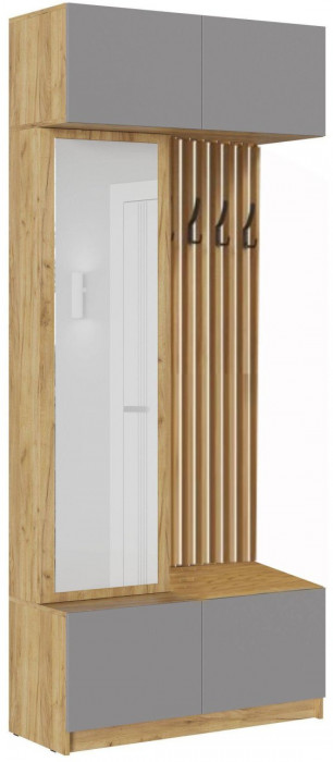 Модульная прихожая Роджинамиф, композиция 2 (Графит, Дуб Крафт Золотой)