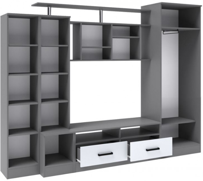 Гостиная Оскар-5 (2500*1920*450) графит серый/камень серый