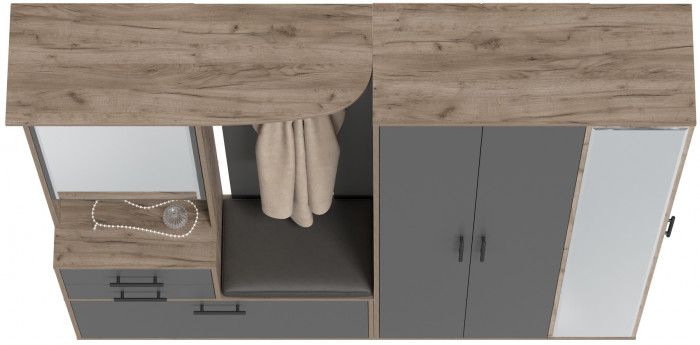 Прихожая Домино 5, дуб крафт табачный/графит