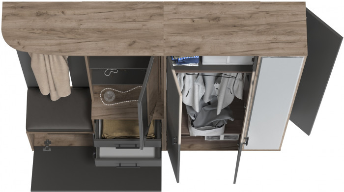 Прихожая Домино 5, дуб крафт табачный/графит