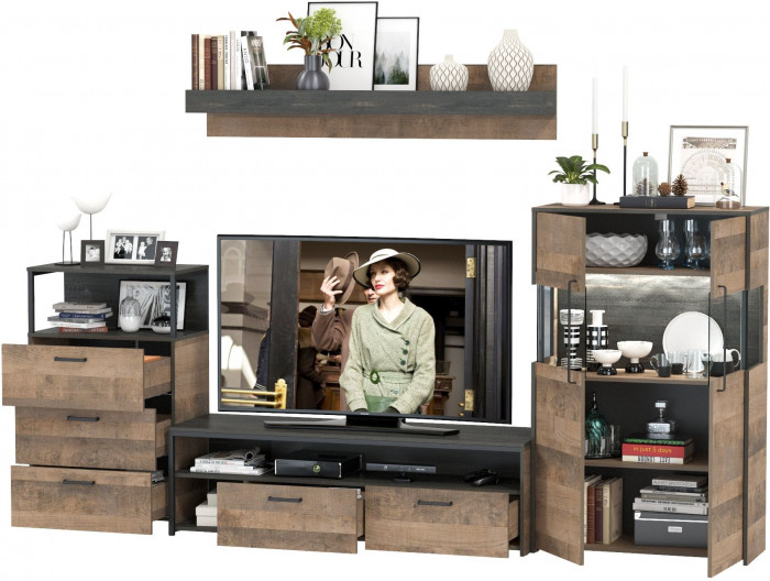 Трувор Гостиная 065, дуб гранж песочный/интра