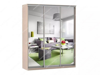Шкаф купе Модерн 1776х600 3-х дверный 2-х секционный зеркальный ясень