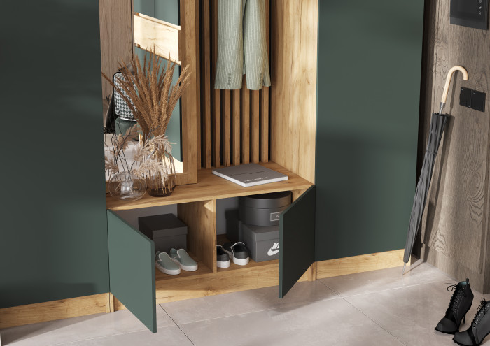 Модульная прихожая Роджинамиф, Дуб крафт/Изумрудный