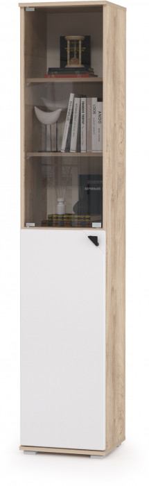 КР100 Бостон № 21, цвет дуб эндгрейн элегантный/фасады МДФ милк рикамо софт, 12.69+10.51+13.155+12.69+10.51+13.155, ШхГхВ 307,6х57,2х194,4 см, ун. сб.