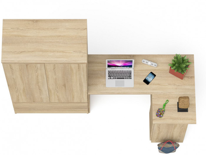 Мори компьютерный стол МС-16 правый + Шкаф МШ900.1, дуб сонома