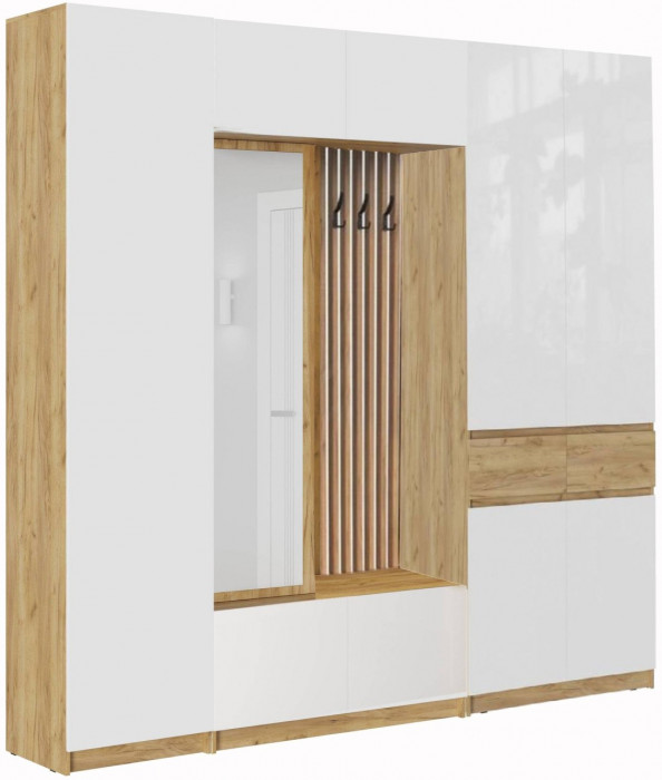 Модульная прихожая Роджинамиф, композиция 3 (Графит, Дуб Крафт Золотой)