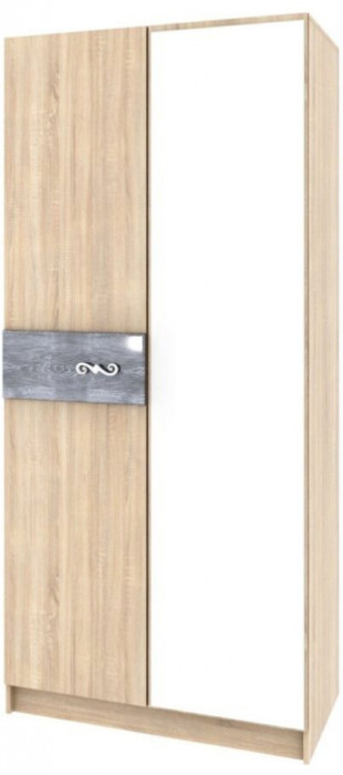 Мадлен Шкаф 2-хств. дуб сонома/МДФ дуб шале серебро